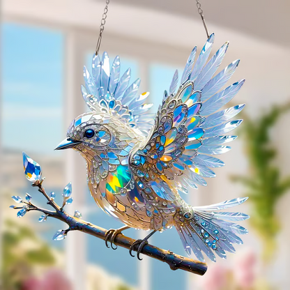 🕊️💎Acrylic Sky Bluebird Stained Art Ornament (8 inches)