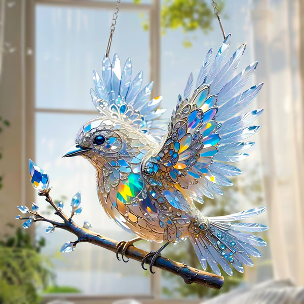 🕊️💎Acrylic Sky Bluebird Stained Art Ornament (8 inches)