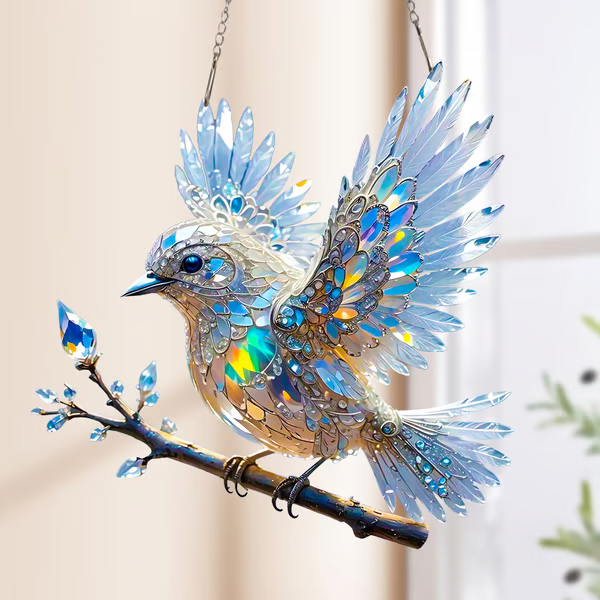 🕊️💎Acrylic Sky Bluebird Stained Art Ornament (8 inches)