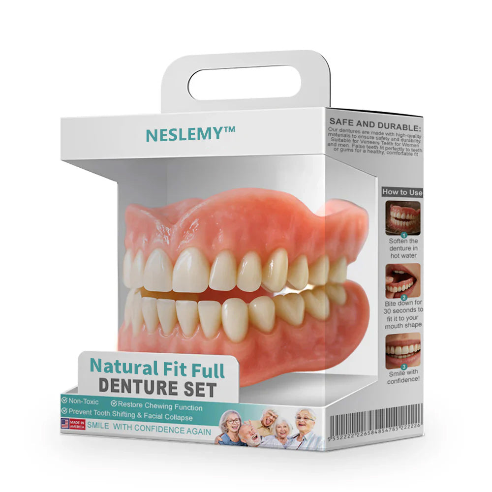 🦷NESLEMY™🦷 Natural Fit Full Denture Set（✅ Clinically backed comfort-fit dentures — Trusted for all-day comfort.）