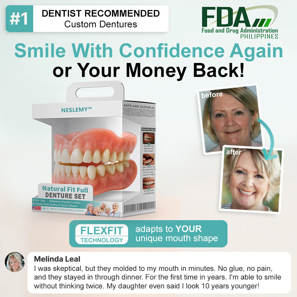 🦷NESLEMY™🦷 Natural Fit Full Denture Set（✅ Clinically backed comfort-fit dentures — Trusted for all-day comfort.）
