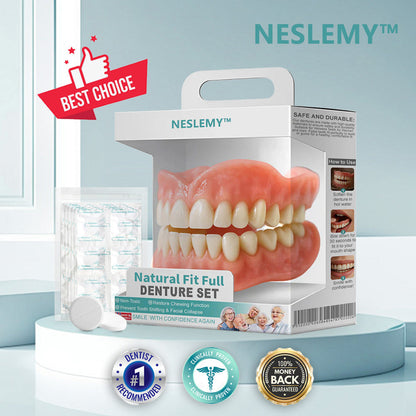 🦷NESLEMY™🦷 Natural Fit Full Denture Set（✅ Clinically backed comfort-fit dentures — Trusted for all-day comfort.）