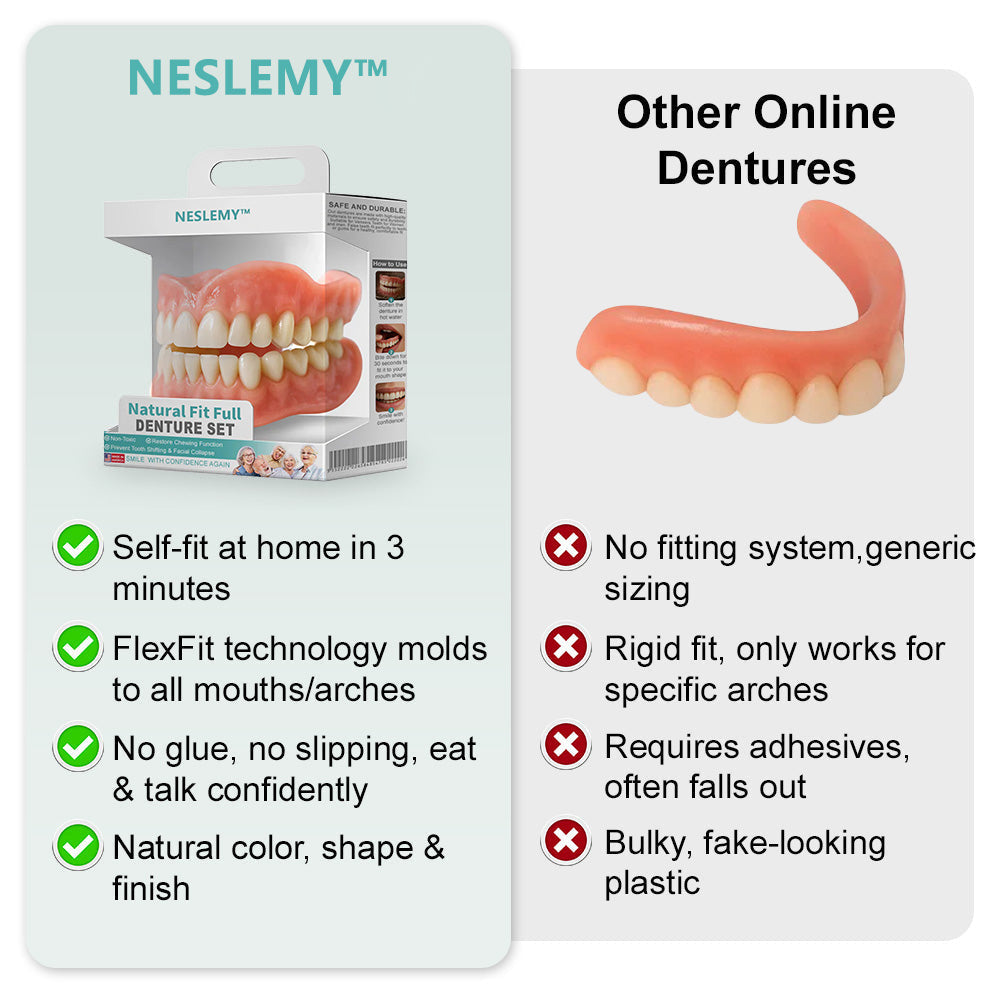🦷NESLEMY™🦷 Natural Fit Full Denture Set（✅ Clinically backed comfort-fit dentures — Trusted for all-day comfort.）
