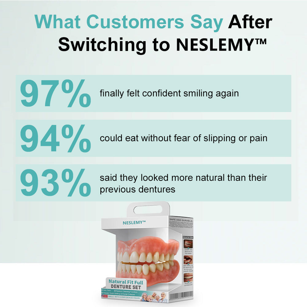 🦷NESLEMY™🦷 Natural Fit Full Denture Set（✅ Clinically backed comfort-fit dentures — Trusted for all-day comfort.）
