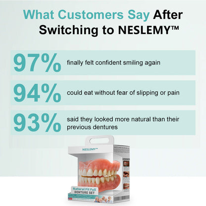 🦷NESLEMY™🦷 Natural Fit Full Denture Set（✅ Clinically backed comfort-fit dentures — Trusted for all-day comfort.）