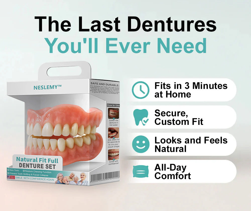 🦷NESLEMY™🦷 Natural Fit Full Denture Set（✅ Clinically backed comfort-fit dentures — Trusted for all-day comfort.）