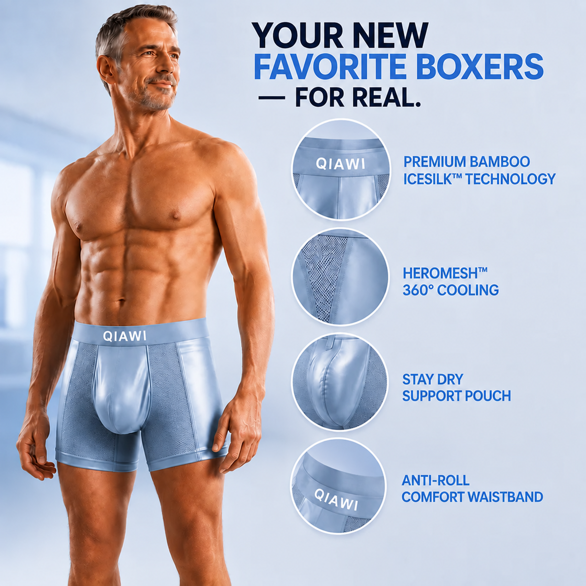 2026 UPGRADED - 60% OFF 💎 QIAWI™ Premium Leakproof Bamboo Ice Silk Boxer